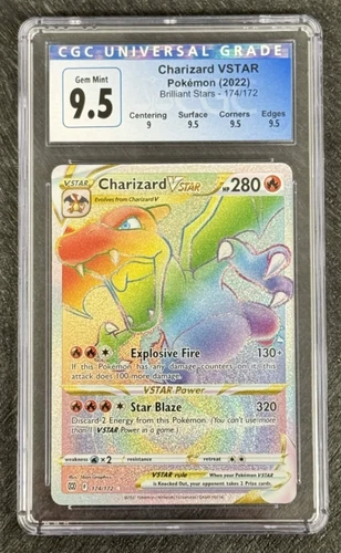 Charizard VSTAR Secret Rare Rainbow Holo CGC 9.5 174/172 Brilliant Stars 2022