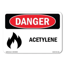 Acetylene ANSI OSHA ANSI Danger Sign Metal Plastic Decal
