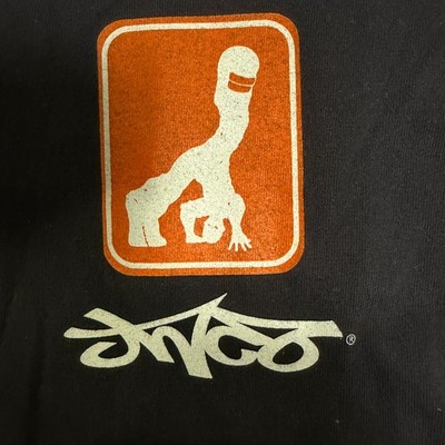 Y2k Vintage JNCO Jeans T-Shirt Breakdancer Logo Orange Black - Size XL