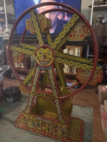 J Chein Hercules Ferris Wheel Tin Litho Wind-up  - 1930s - Works