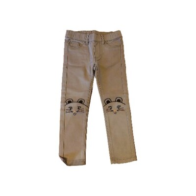 Jeggings Gr. 98 dopodopo hellgrau m. Mäuschenstickerei a. d. Knien gut
