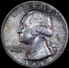 1949 Washington Quarter / Cleaned but Nice Toning  (Id#F)
