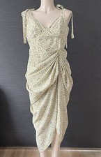 New Green Daisy Floral Print Underwire Draped Midi Dress, Sz 16 New With Tags