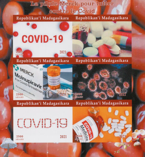 Madagascar 2021 MNH Medical Stamps Corona Merck Pill 6v IMPF M/S - Afbeelding 1 van 1