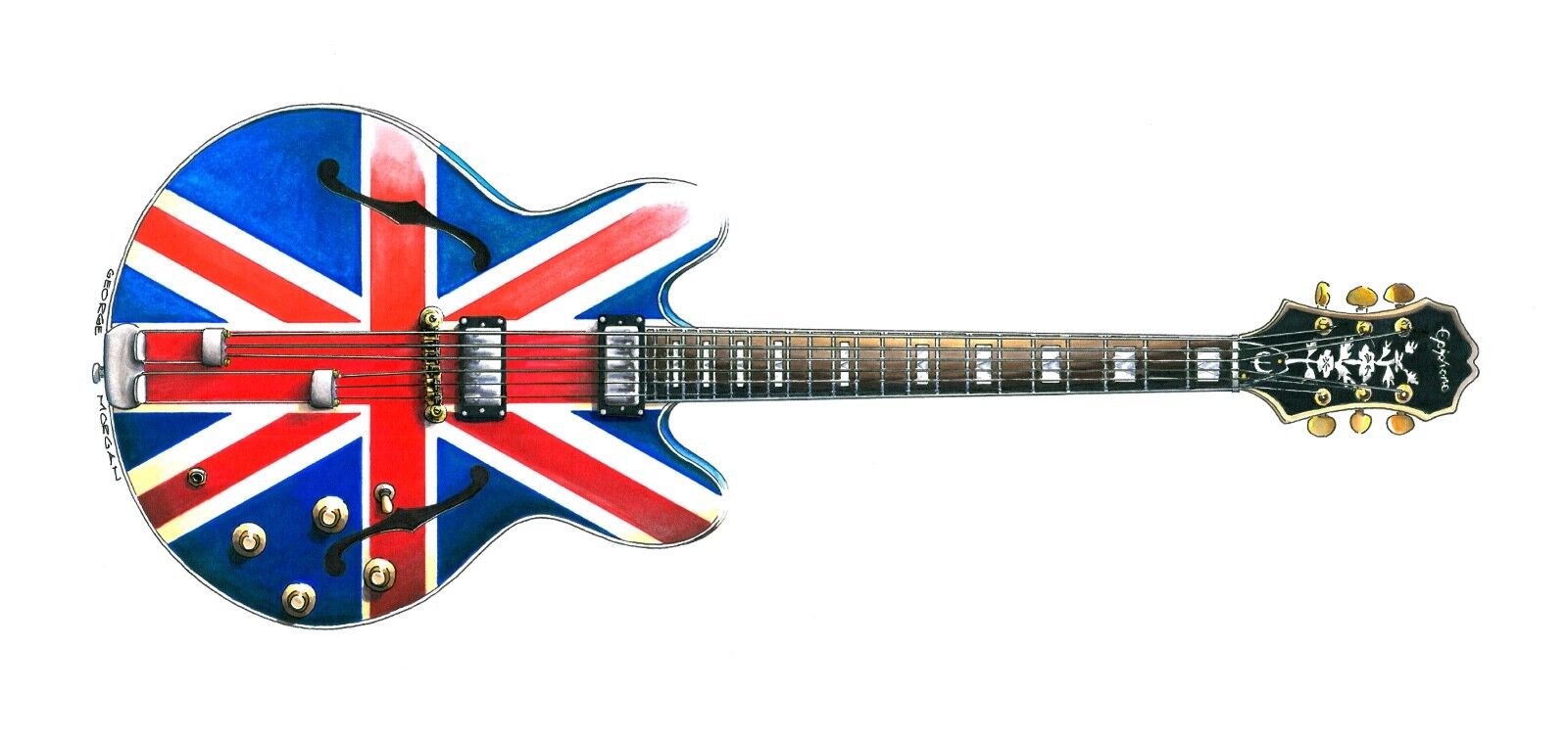 Noel Gallagher's Epiphone Sheraton Union Jack Guitar Greeting Card, DL size