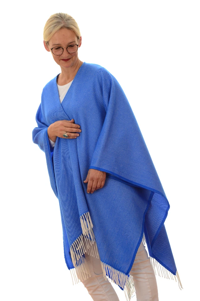 Kuscheldecke einfarbig Wohlfühldecke 100%flauschige Lammwolle weich Fransen edel - Bild 2 von 4