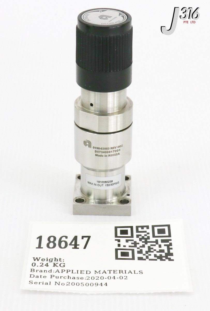 18647 APPLIED MATERIALS REGULATOR VALVE 0190-63983 | eBay