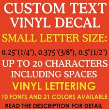 1/4"  3/8"  1/2" 0.25" 0.375" 0.5" CUSTOM Vinyl Decal Toy Model RC Name Number