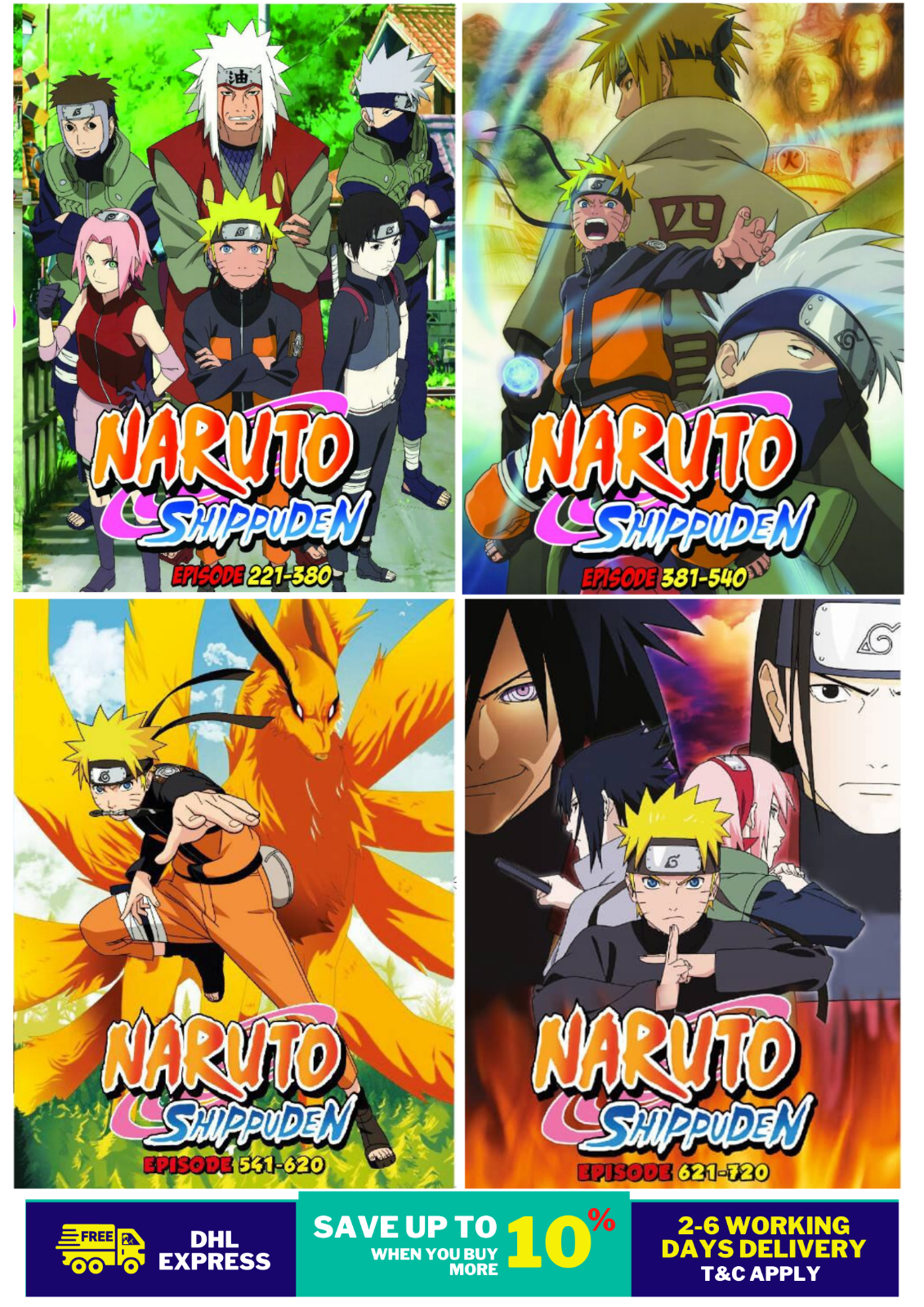 NARUTO SHIPPUDEN ( BOX 4 ) - ANIME TV SERIES DVD ( 401-500 EPS ) (ENG DUB)