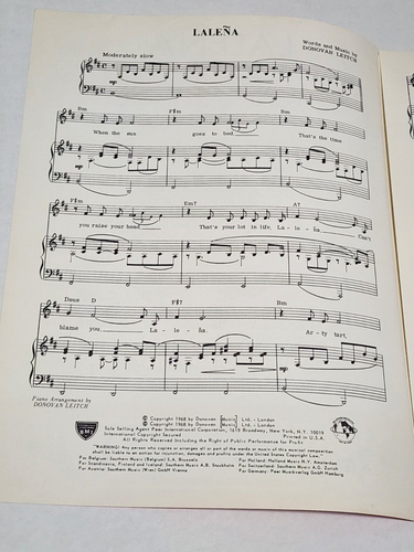 Donovan Song Lalena 1968 Noten von Donovan Leitch - Bild 6 von 11