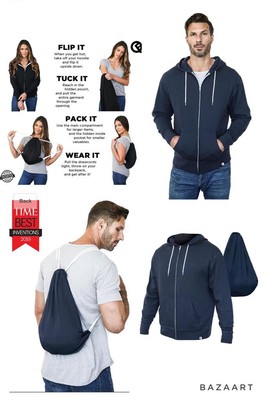 Schnellklappbarer Reißverschluss Hoodies Kapuzentasche Kordelzug Baumwolle Taschen