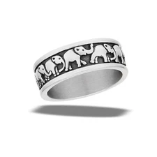 Stainless Steel Marching Herd Of Elephants Ring