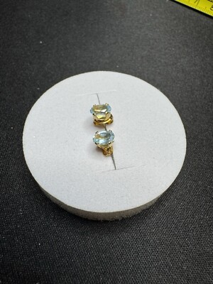 Aquamarin ovale Ohrstecker Gold über Sterling Ross Simons
