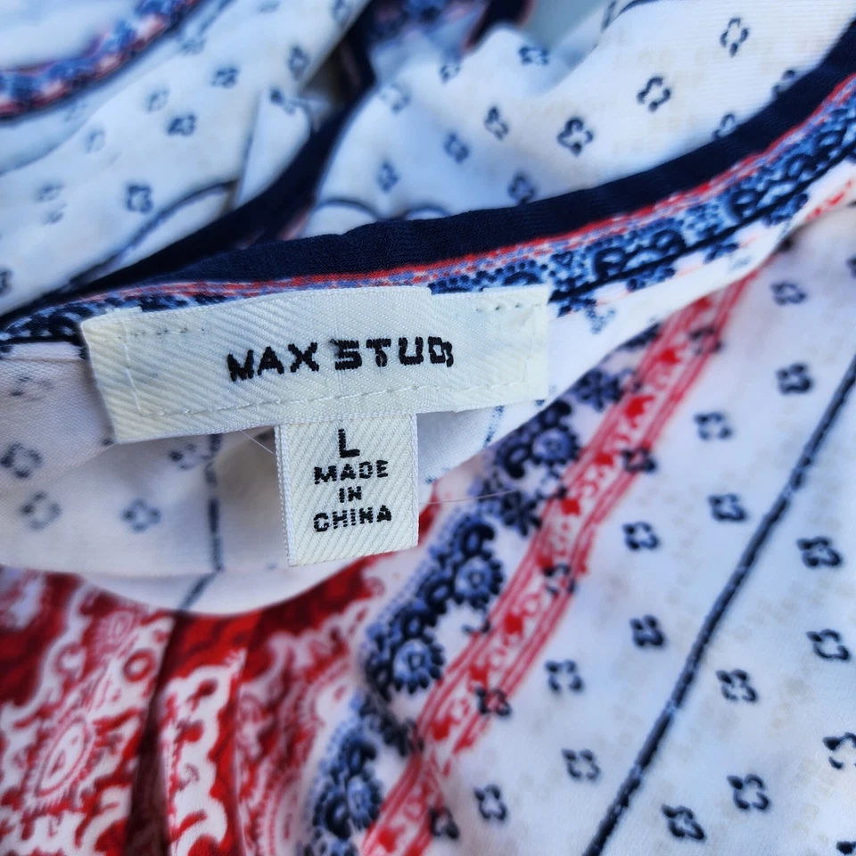 VESTIDO CAMBIO MAX STUDIO Mujer Elástico SIN MANGAS AZUL ROJO Blanco KEYHOLE Talla L Foto 3 de 4