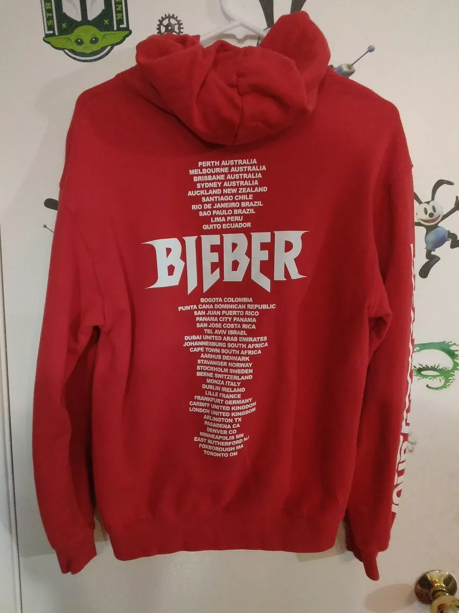 Small Justin Bieber Tour International Team Bieber Red Hoodie