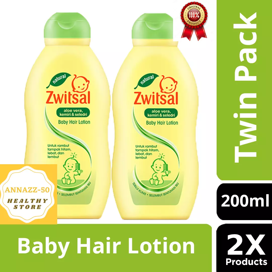 2X ZWITSAL Baby Hair Lotion Natural Aloe Vera CandleNut Grow Thickening 200ml