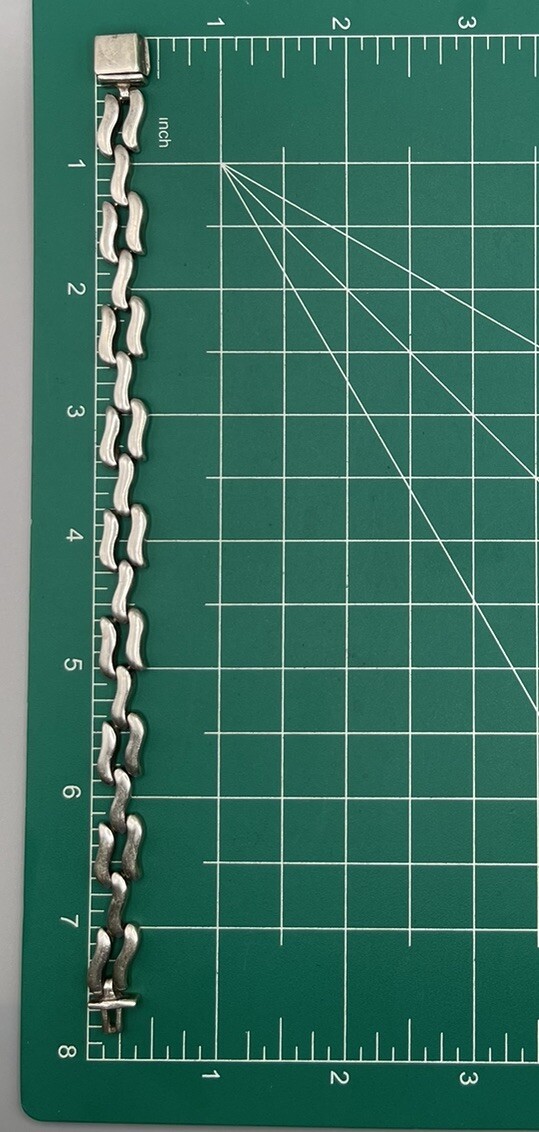 Solid 925 Sterling Silver Wavy Link Bracelet 7.5" - image 2