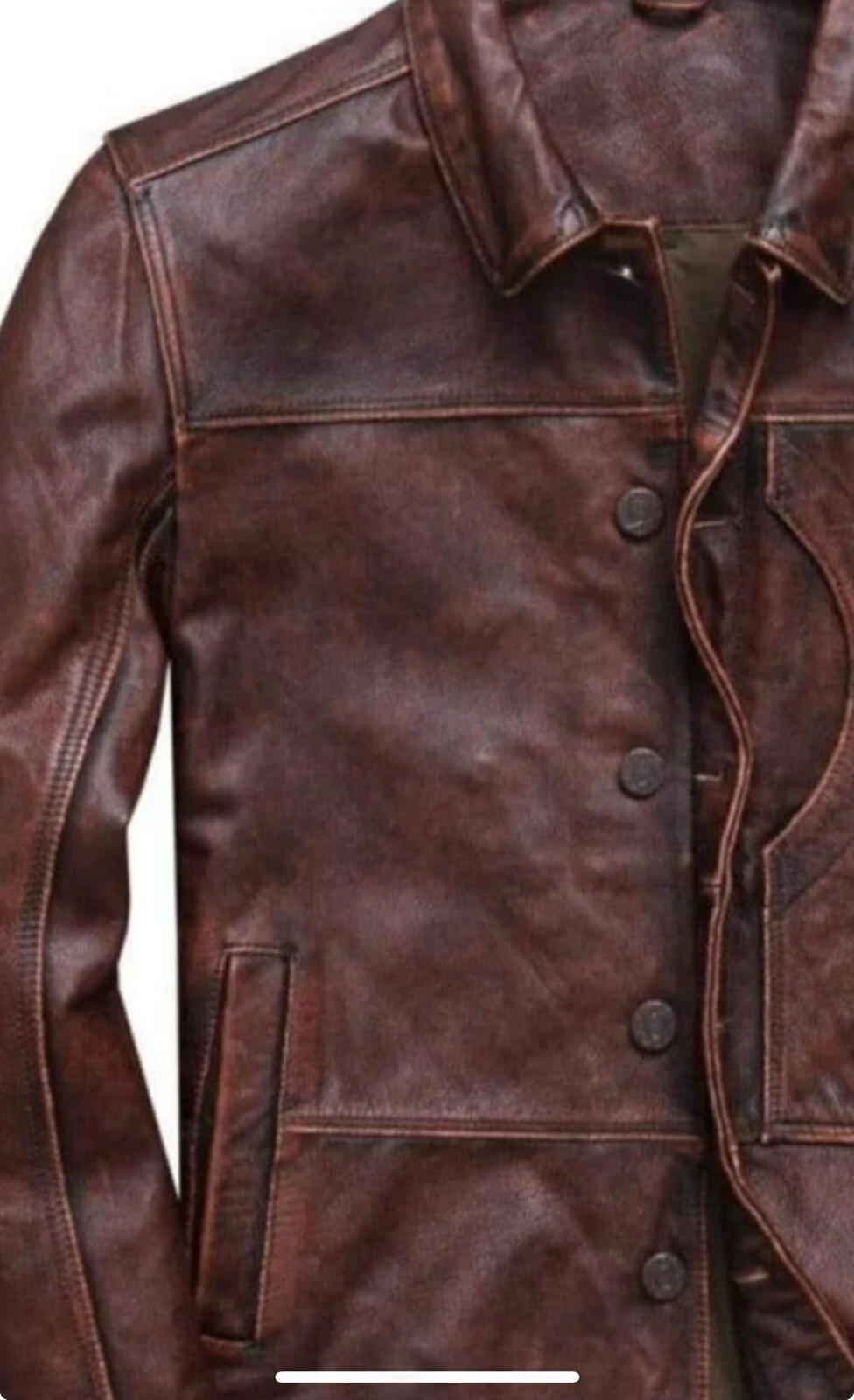 Field Jacket in distressed dark brown leather like picture
