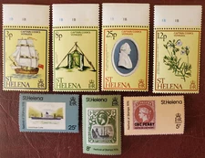 7 St. Helena Stamps  Lot#92G  Capt. Cook plus others MNH