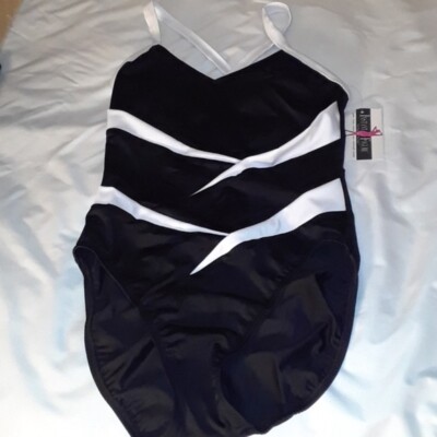 InstantFigure Women's 12 Two-Tone One-Piece Swimsuit Black