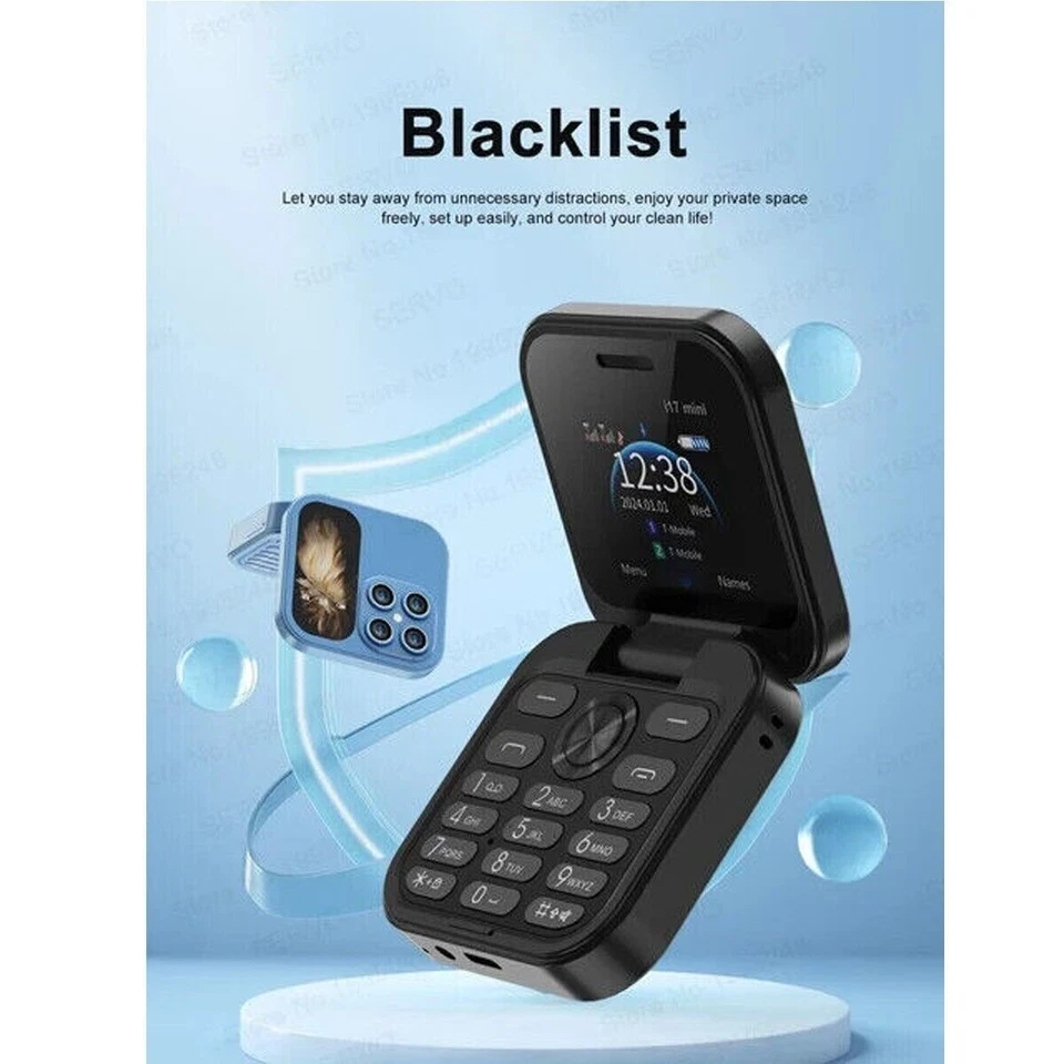 MINI TELEFONO CELLULARE FLIP I17 PRO TASTIERA GSM 1.77" DUAL SIM PIEGHEVOLE 2G - Immagine 4 di 4