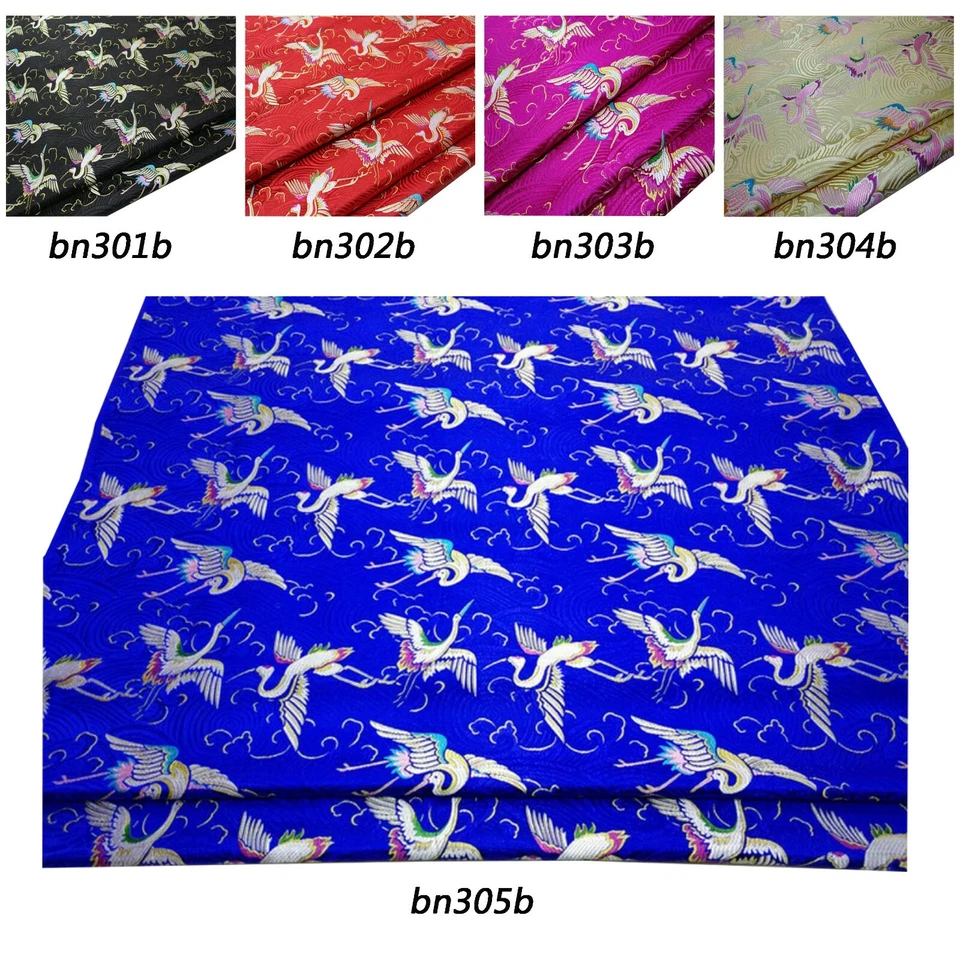 Faux Silk Brocade(Crane in Cloud)Jacquard Damask Kimono Fabric Material*Bn5 - Image 2 of 4