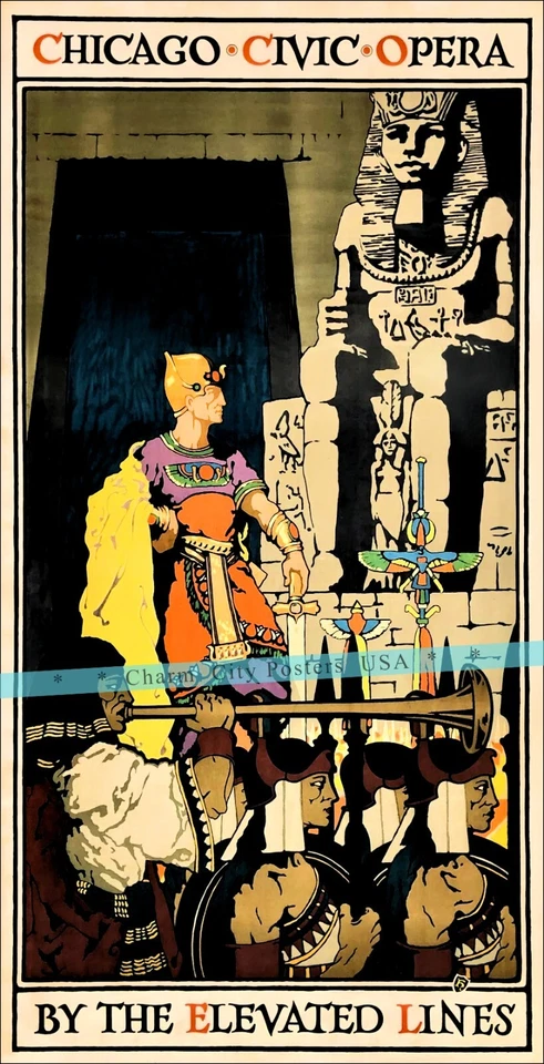 Arte estilo retro impresión póster vintage ópera cívica Chicago Elevated Lines 1920 Foto 4 de 4