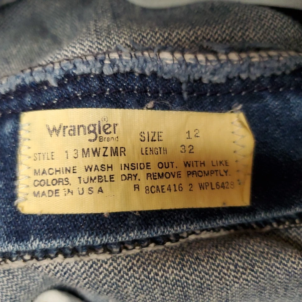VTG Wrangler Jean Women 12x32 Blue Denim High Waist Cowboy 13MWZMR Made in USA - Image 3 of 4