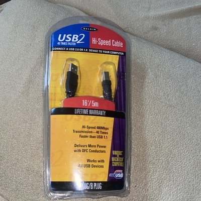 Belkin  USB2 Hi-Speed Cable 16'/5m A Plug/B Plug Computer Cables pro series