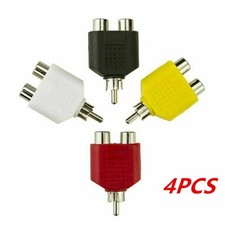 4x 1-Male to 2-Female Cable Adapter RCA Y Splitter AV Audio Video Plug Converter