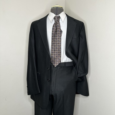 #ad 1970s Sears Mens Suit 37R 34x30 2 Piece Black Small Blazer Sport Coat Jacket USA $199.94