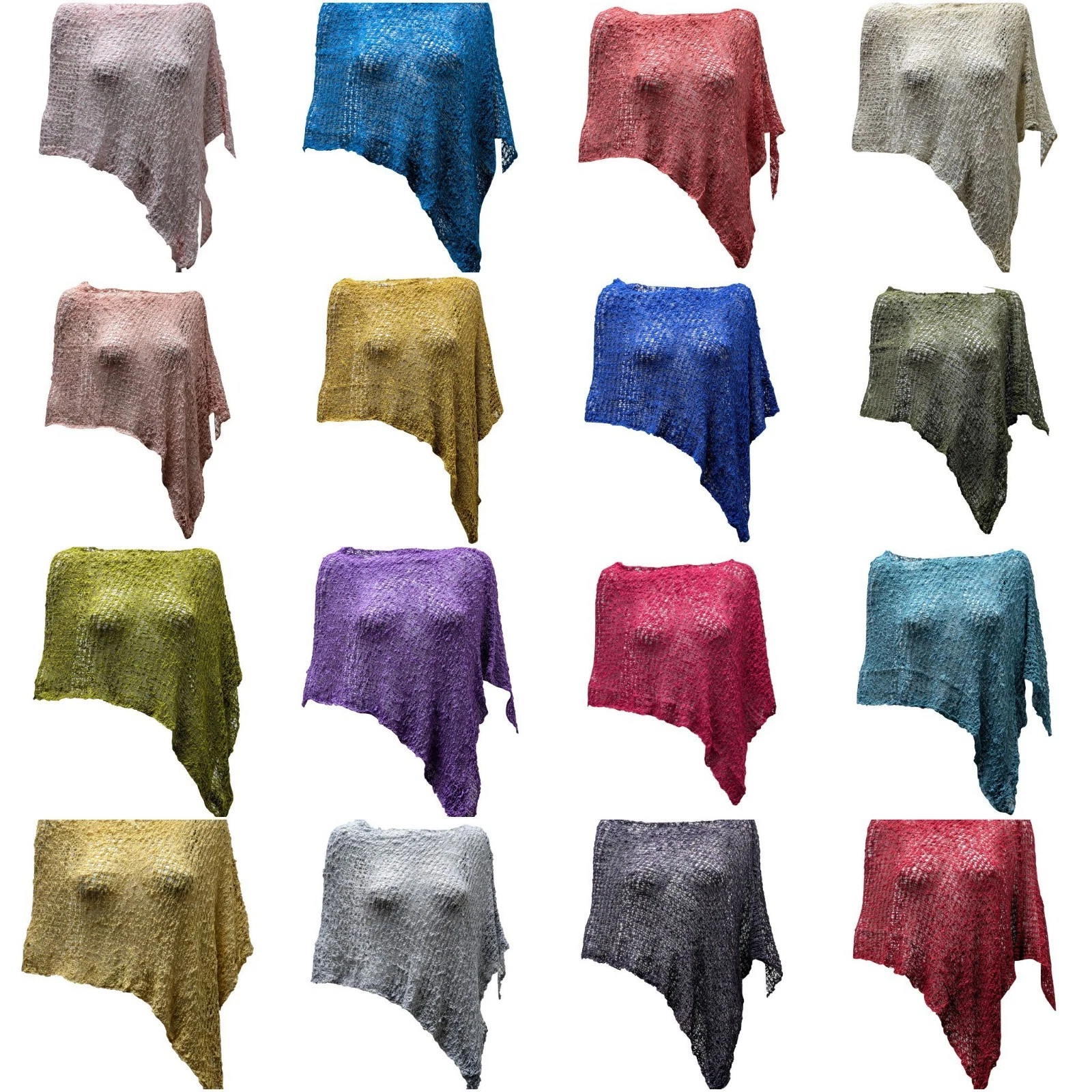 WOMENS BOHO CROCHET PONCHO ASYMMETRICAL PULLOVER COVER UP FREE SIZE 8 - 20