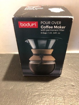 Bodum 8 Cup 34oz Pour Over Coffee Maker Permanent Screen Filter Cool Touch Hand