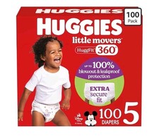 Huggies Little Movers HuggFit 360 Size 5 Baby Diapers 100 Count New Sealed