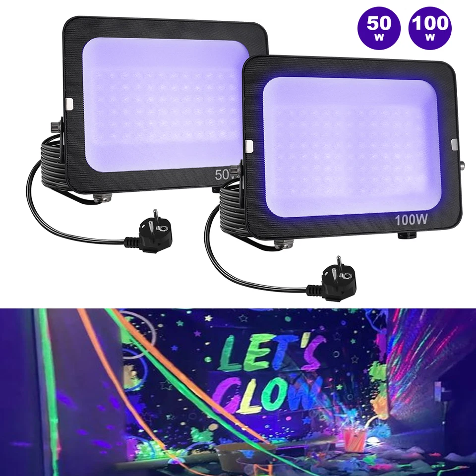 50W100W LED UV Schwarzlicht Strahler Fluter Wasserdicht Scheinwerfer Party Dekor - Bild 1 von 4