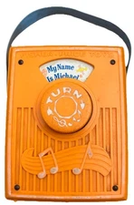 Vintage 1974 Fisher Price Music Box Pocket Radio My Name is Michael #764 Works
