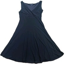 Jones Wear Women's 12 Sleeveless Little Black Dress Fitted V Neck Midi