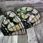 Pair Vtg Stained Glass Wall Sconce Light Lamp Fixture Tiffany Style Hard Wire