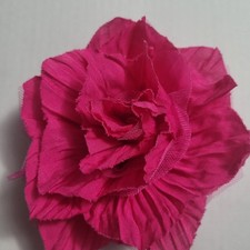 Large 5" Silk Rose Flower Pin Brooch Pink Fuchsia Women Roset Hair Clothes Clip