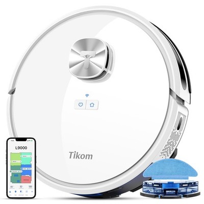 Tikom L9000 Staubsaugerroboter, weiß, Wischfunktion, WLAN, 4000 Pa