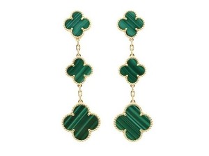 Authentic Beautiful Malachite Earrings Lab Grown 925 Sterling Silver, 18k Gold Plated