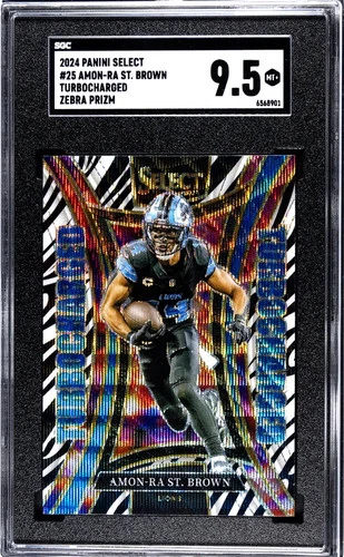 2024 Panini Select Football Zebra Amon-Ra St. Brown #25 SGC 9.5