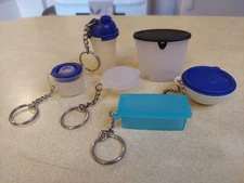 Tupperware Keychain Lot of 6 Miniature Bowls Bottles Containers With Lids
