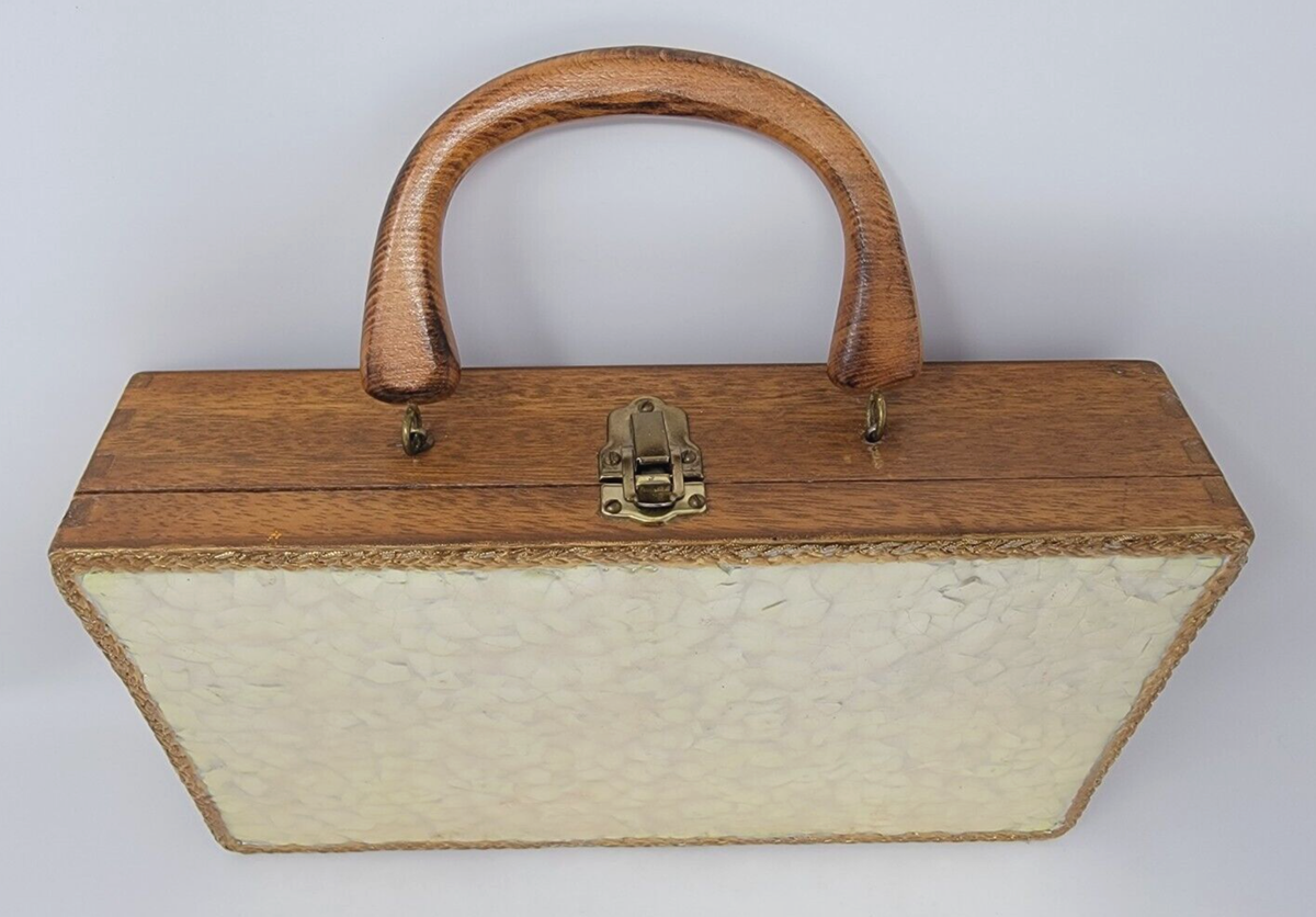 VTG Unique Rare Japan Bonnie Int'l Wooden Box Purse ~ Lined VTG Unique Rare Japan Bonnie Int'l Wooden Box Purse ~ Lined