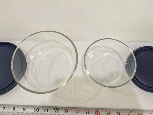 Pyrex Vintage 4 Piece Storage Plus Clear Glass Container Set, blue top - Picture 11 of 13