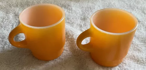 Anchor Hocking Fire King Mugs Vintage Stackable Yellow/Orange