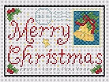 Christmas Cards Bell and Dove Counted Cross Stitch CHART No. 4-1/ 2