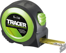 Tracer 5m/16ft Auto-Lock Chrome Green Tape Measure With Nylon Coated Blade, ATM5