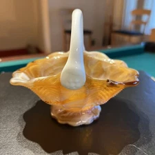 Vintage Swirl Marbled Slag Glass Trinket Candy Compote Footed Dish