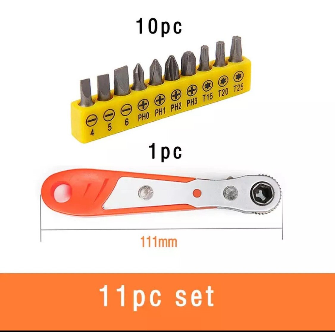 1/4" Right Angle Ratchet Wrench Screwdriver Pocket Home Car Furniture Repair 11P